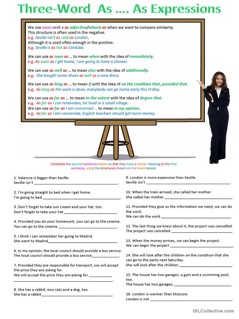 As Something As Expressions Worksheet | PDF | Verb | Linguistic Typology