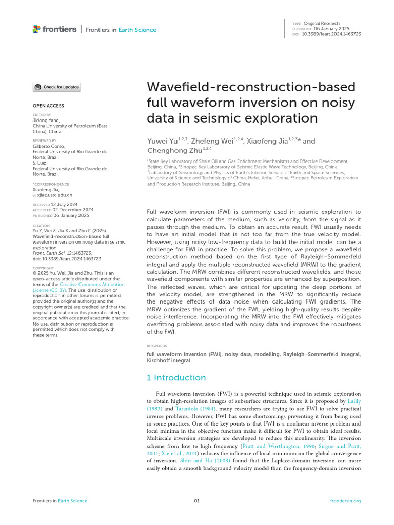 Wavefield-Reconstruction-Based Full Waveform Inversion On Noisy Data in ...