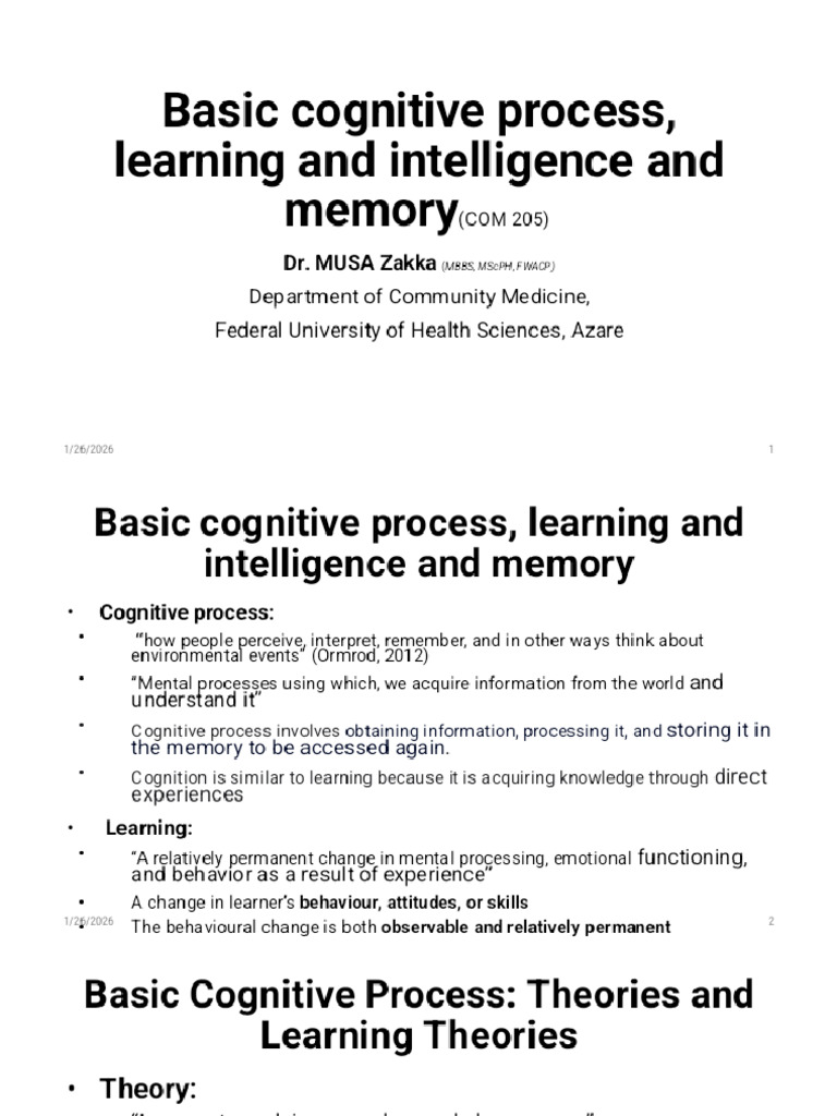 Basic Cognitive Process, Learning and Intelligence and - Phoenix | PDF