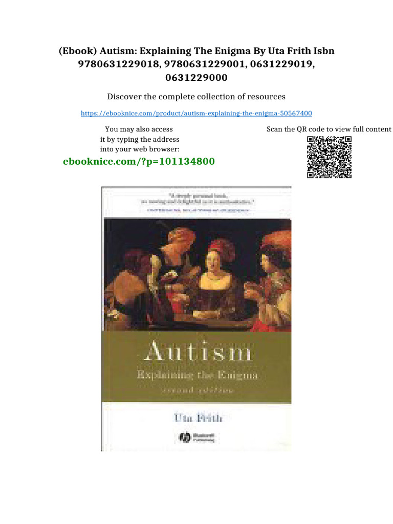 (Ebook) Autism: Explaining The Enigma by Uta Frith ISBN 9780631229018 ...