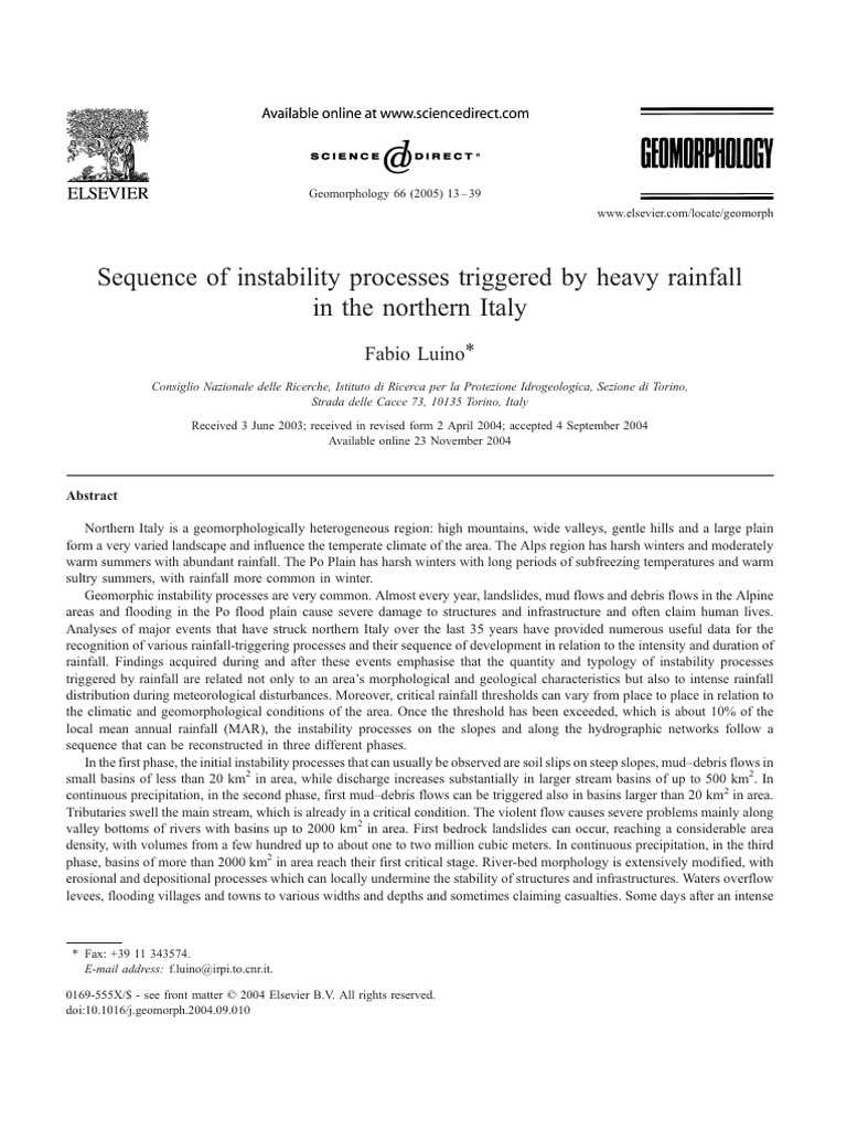 2005 - Luino - Sequence of Instability Processes Triggered by Heavy ...