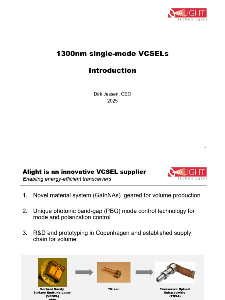 Alight 1300nm VCSEL Introduction | PDF | Laser | Physical Sciences