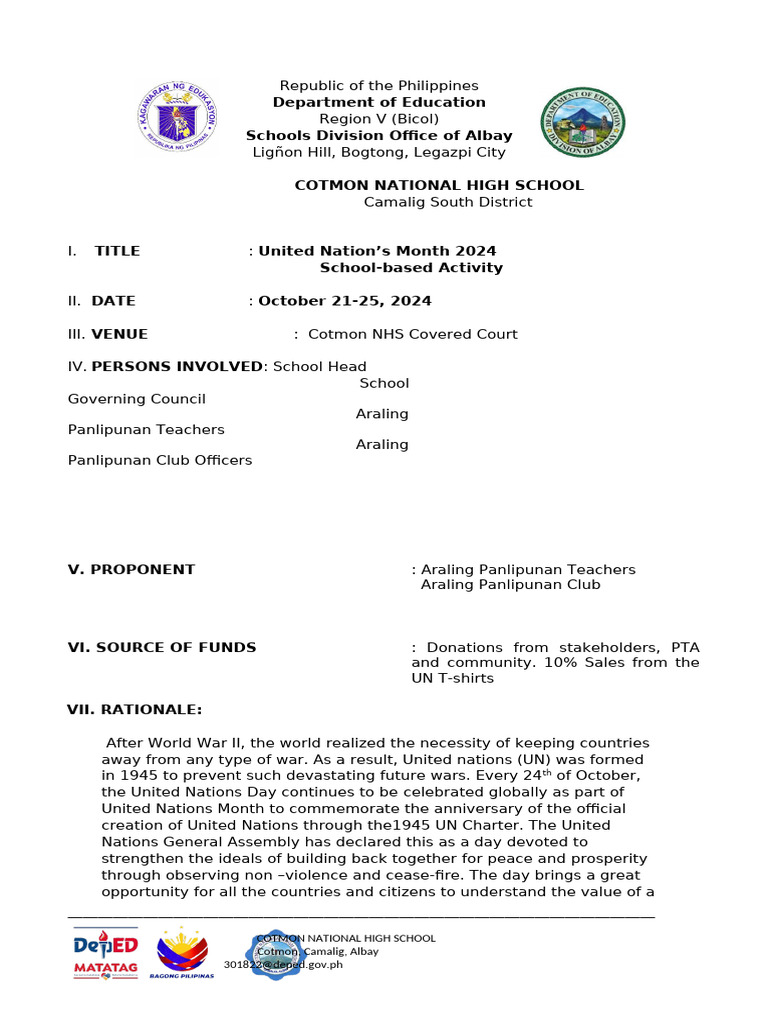 ProjectProposal Sample | PDF | United Nations | International Relations