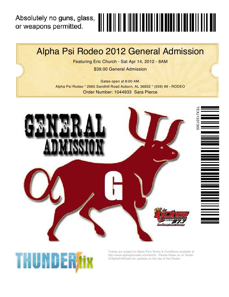 Alpha Psi Rodeo 2012 Admission Info | PDF