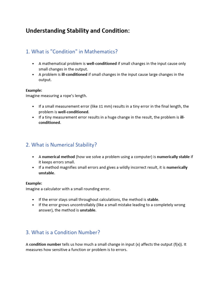 Understanding Stability and Condition | PDF