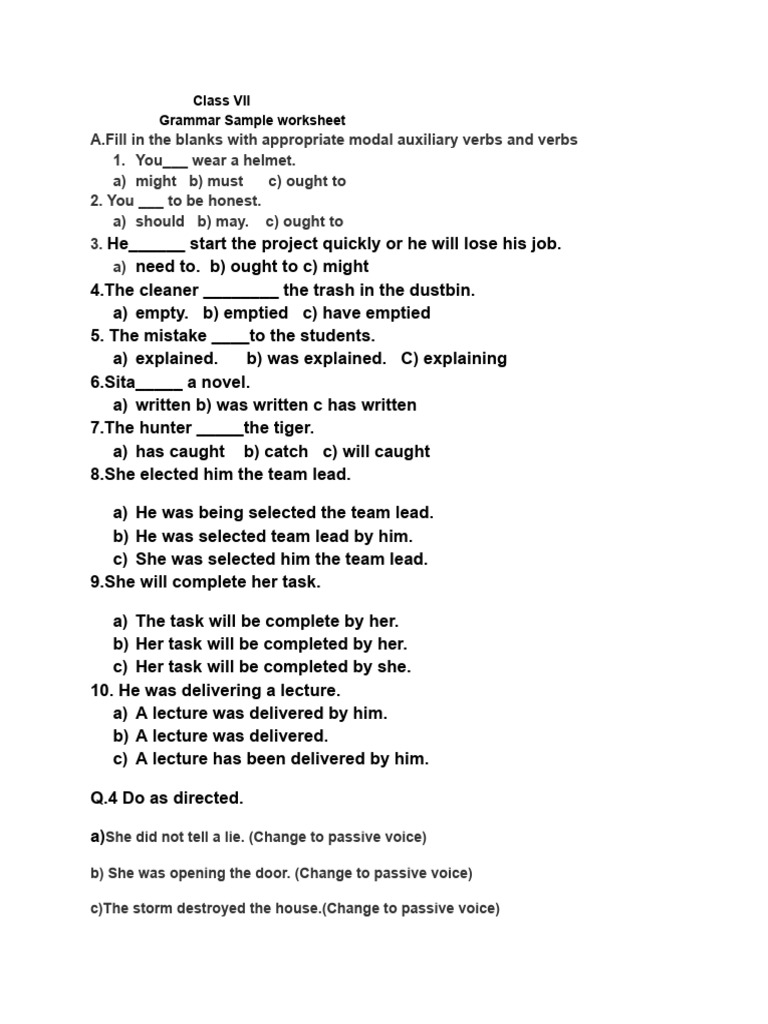 Class 7 Grammar Sample | PDF