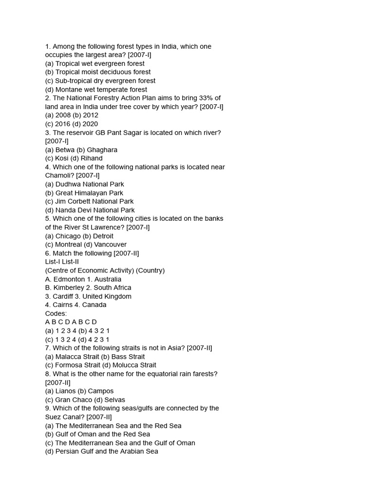 Geography PYQs | PDF | Earth | Tide