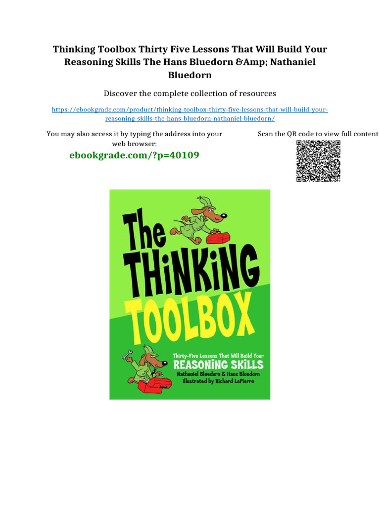 Thinking Toolbox Thirty Five Lessons That Will Build Your Reasoning ...