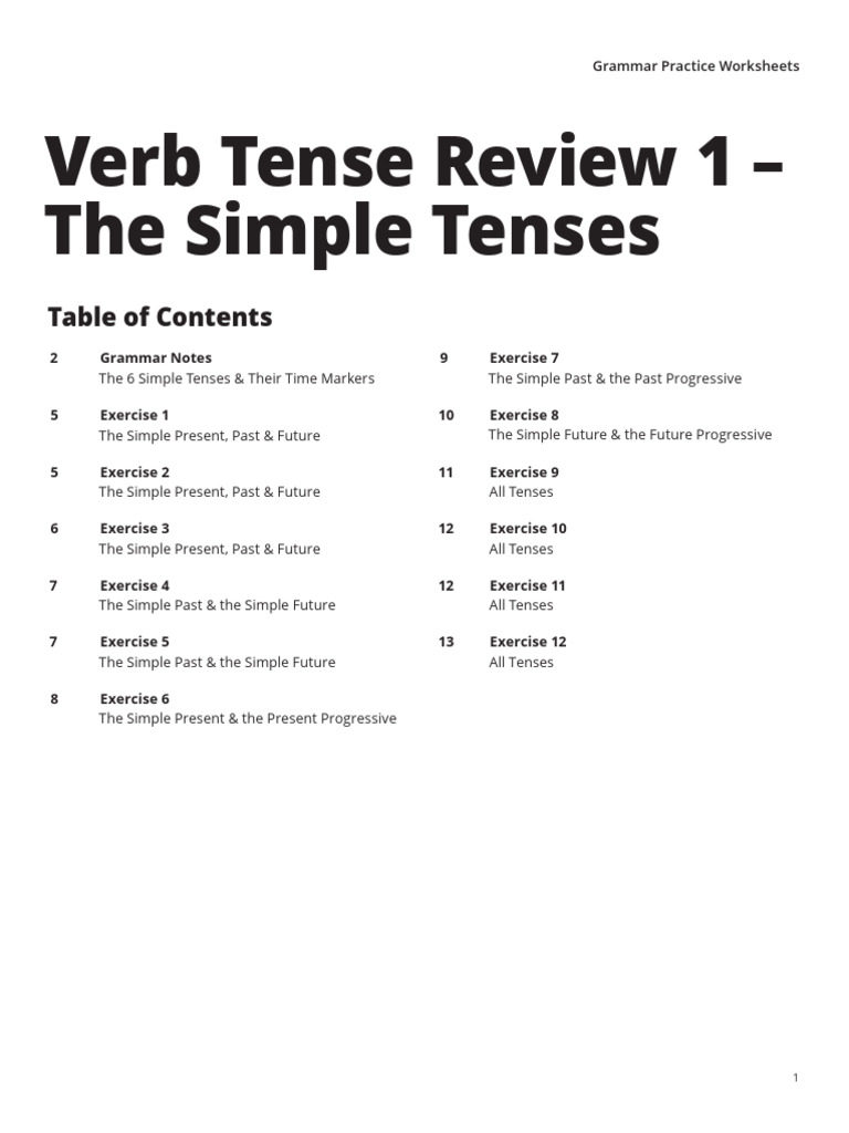 Verb Tense Review (Simple-Tenses) Grade 6 | PDF | Grammatical Tense | Verb