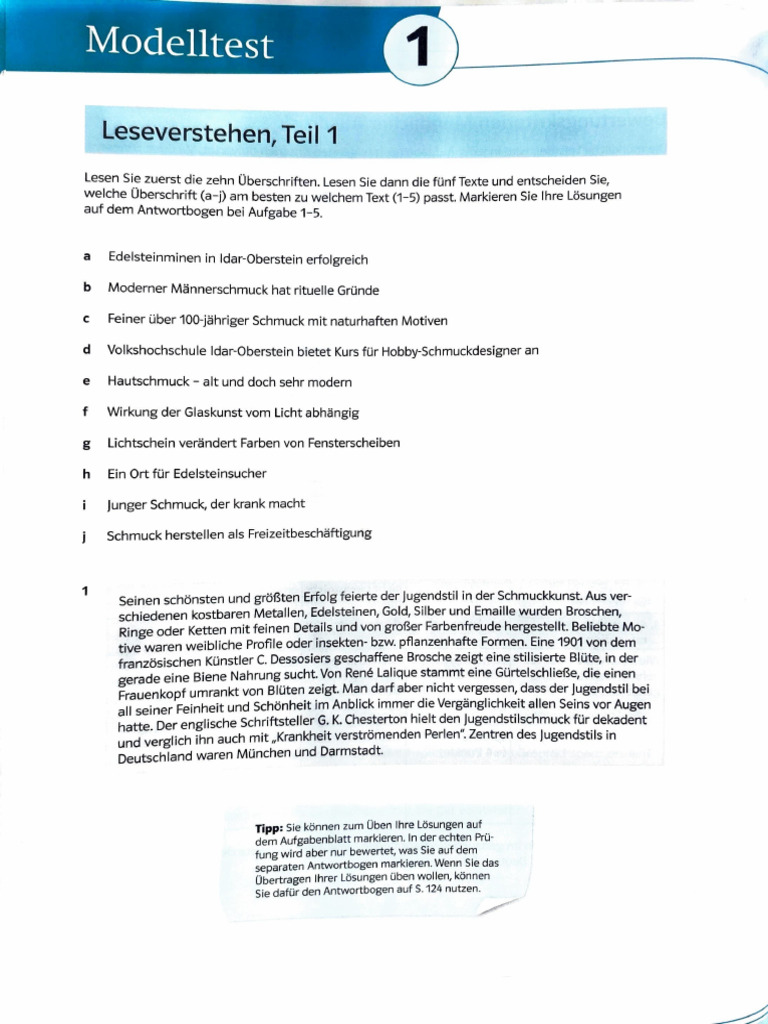 Telc B2 Modelltest 1 | PDF