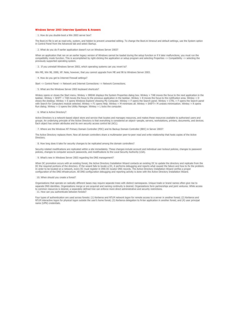 Windows Server 2003 Active Directory Q&A | PDF | Active Directory ...