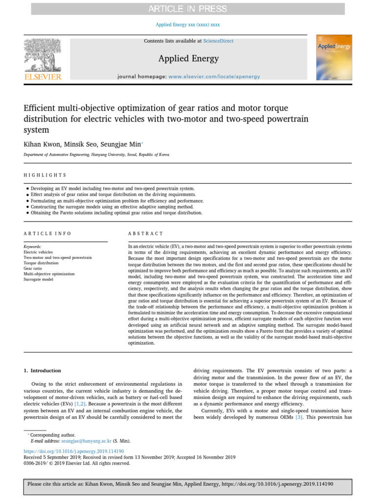 Efficient Multi Objective Optimization of Electric Vehicle Gearbox ...