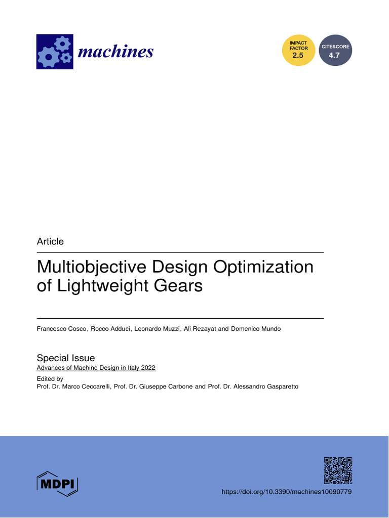 Multiobjective Design Optimization of Light Weight Gears | PDF | Gear ...