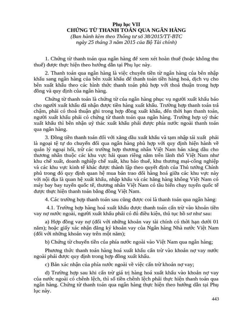 Phu Luc 7 - Chung Tu Thanh Toan | PDF
