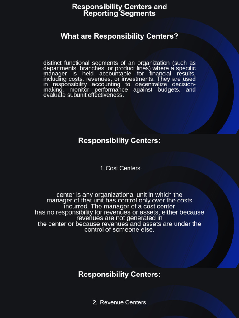 Responsibility Centers and Reporting Segments | PDF | Pricing ...