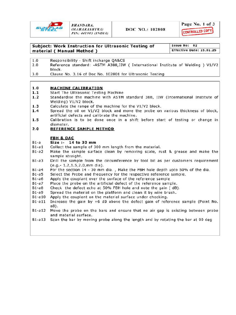 Manual UT Procedure | PDF