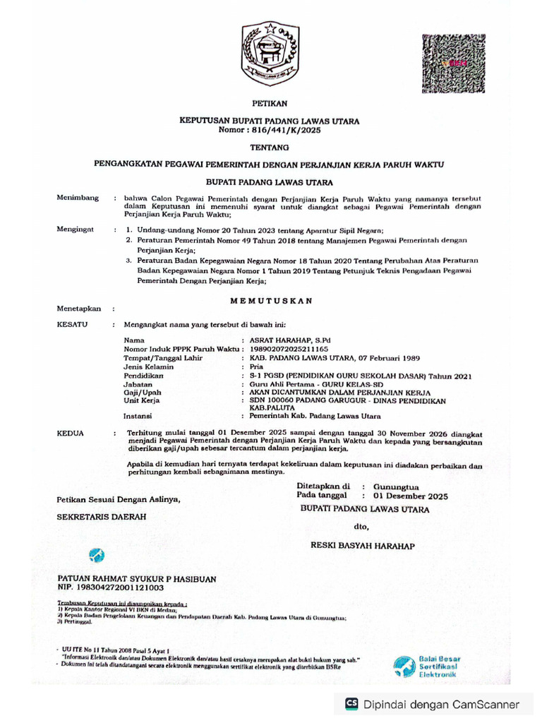 Data Asrat Harahap | PDF