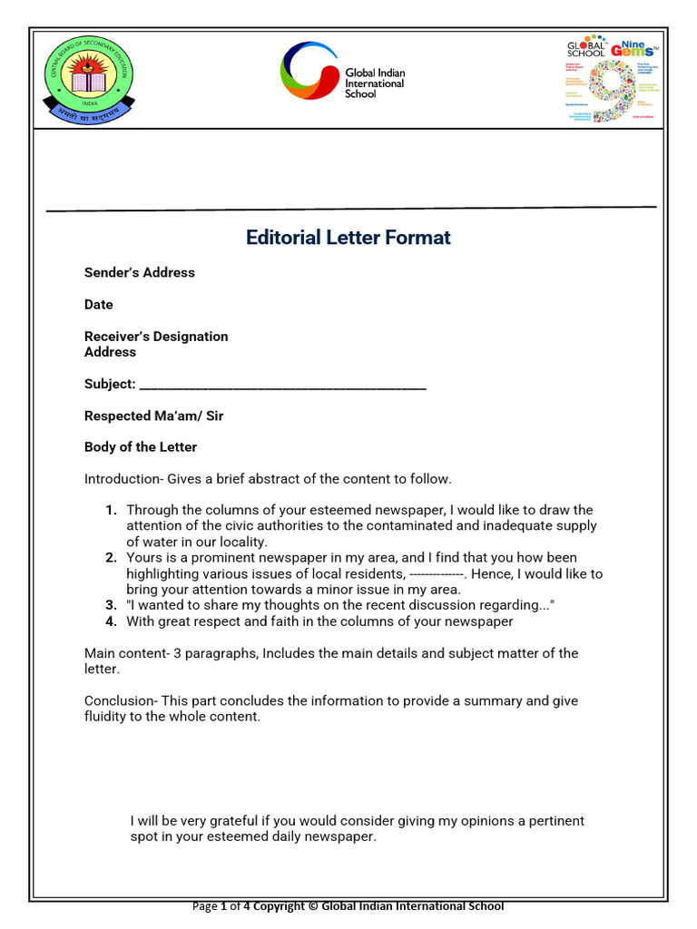 Letter To Editor - Format and Sample | PDF