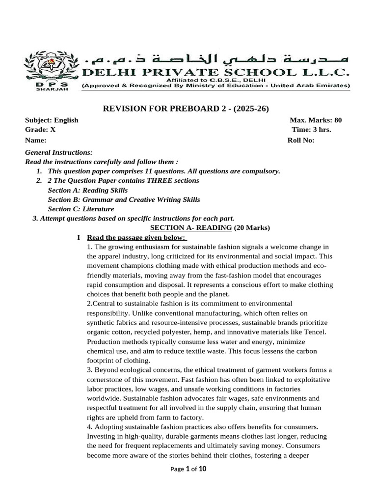 GR 10 PB 2 Revision Paper | PDF | Sustainability | Clothing Industry