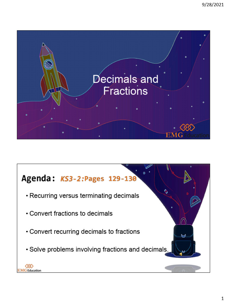 Decimals Fractions PPT - Handout | PDF | Decimal | Mathematical Notation