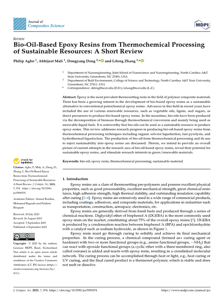 Bio-Oil-Based Epoxy Resins From Thermochemical Pro | PDF | Epoxy ...
