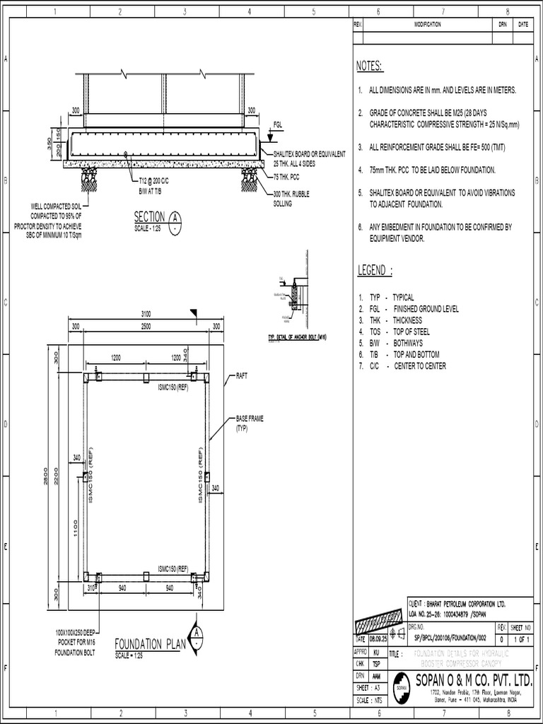 Foundation Details For Hydraulic Booster Compressor Canopy | PDF ...
