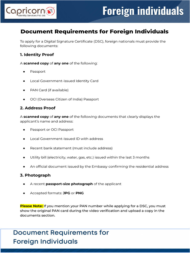 Documents For Foreign Individual | PDF