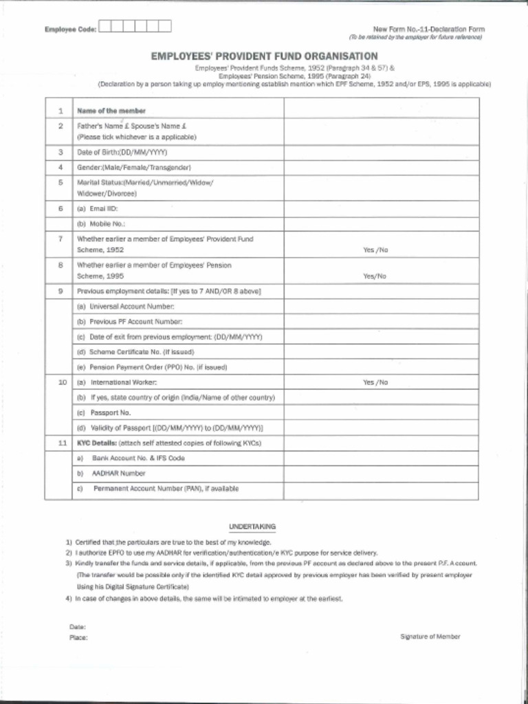 EPFO Form 11-2 | PDF