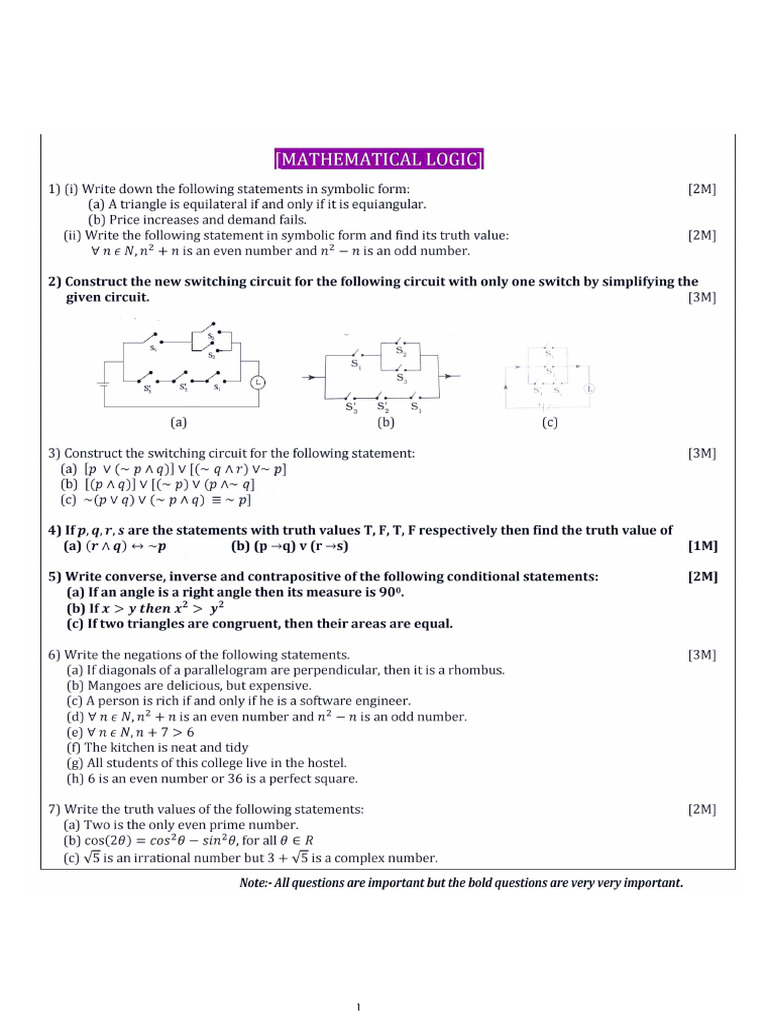 Maths I Imp Questions - (F) 25-26 | PDF