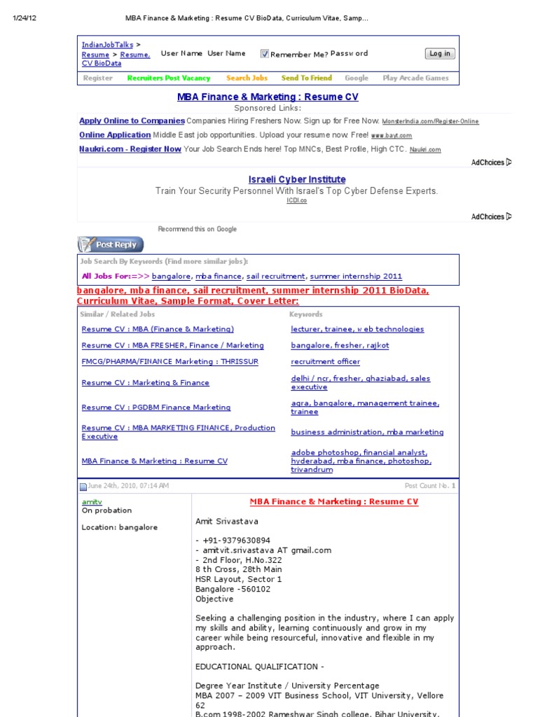 Resume Resume Templates For Mba Freshers mba freshers resume 27 fresher templates free premium finance marketing cv biodata curriculum vitae