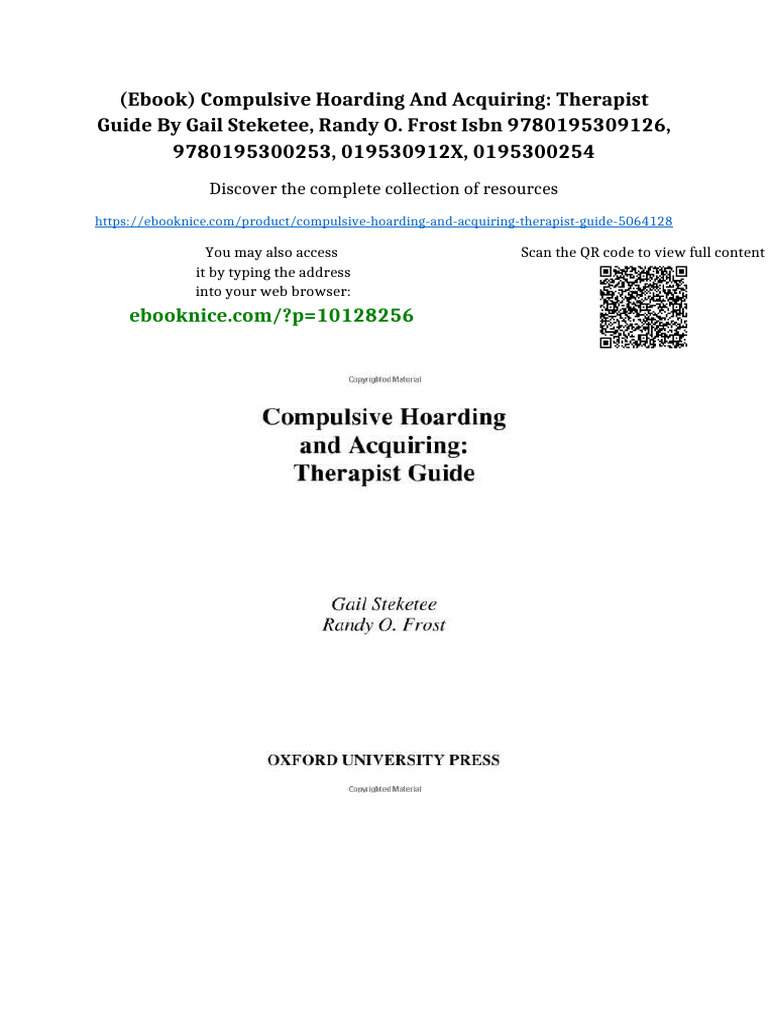 (Ebook) Compulsive Hoarding and Acquiring: Therapist Guide by Gail ...