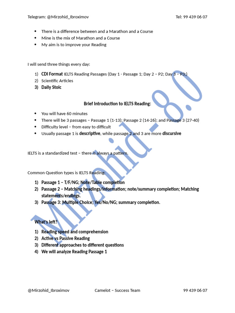 Reading - Lesson 1 | PDF