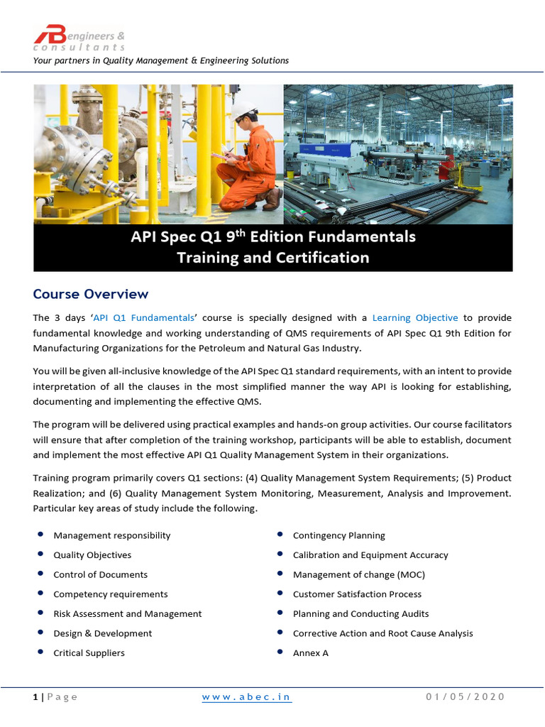 API SpecQ1 Fundamentals | PDF | Quality Management System | Quality ...
