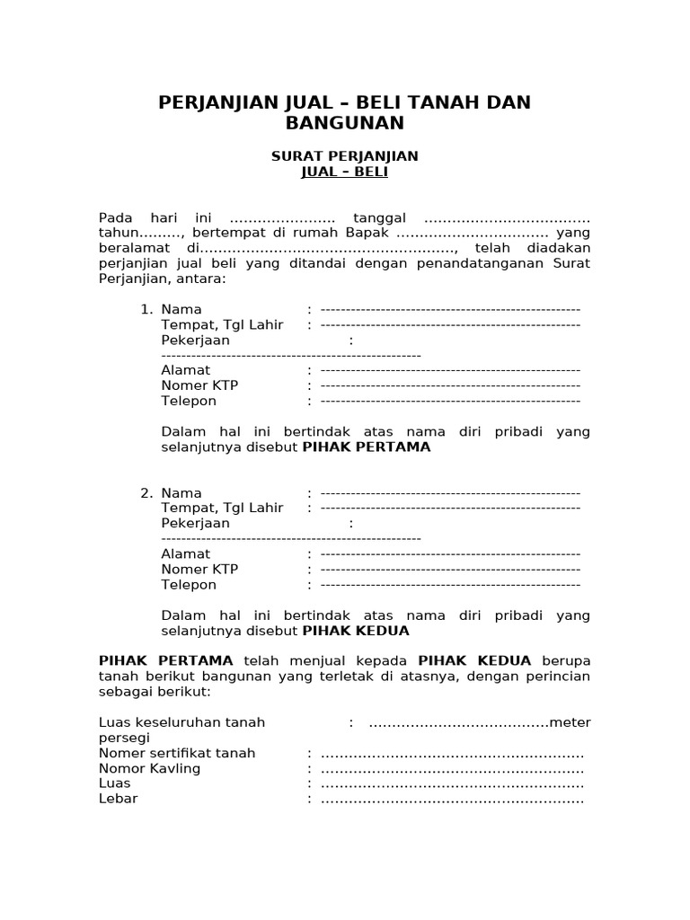 Contoh Surat Perjanjian Jual Beli Tanah Dan Bangunan3 FH UII | PDF