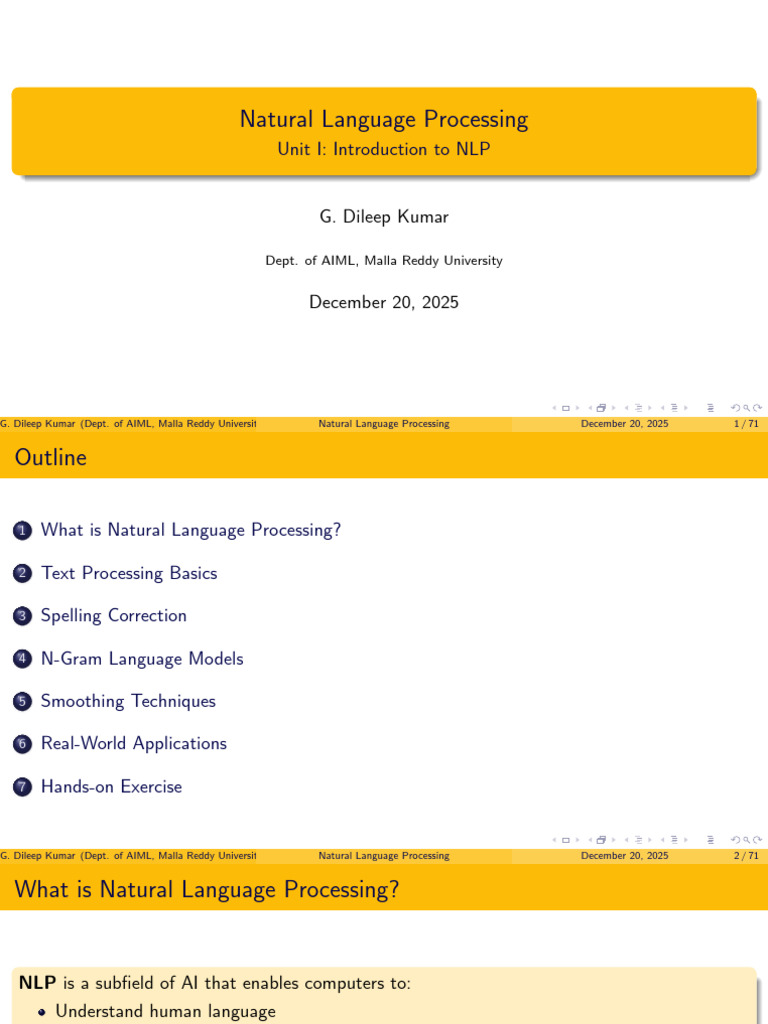 Unit1 PPT Intro NLP | PDF | Cognitive Science | Applied Mathematics