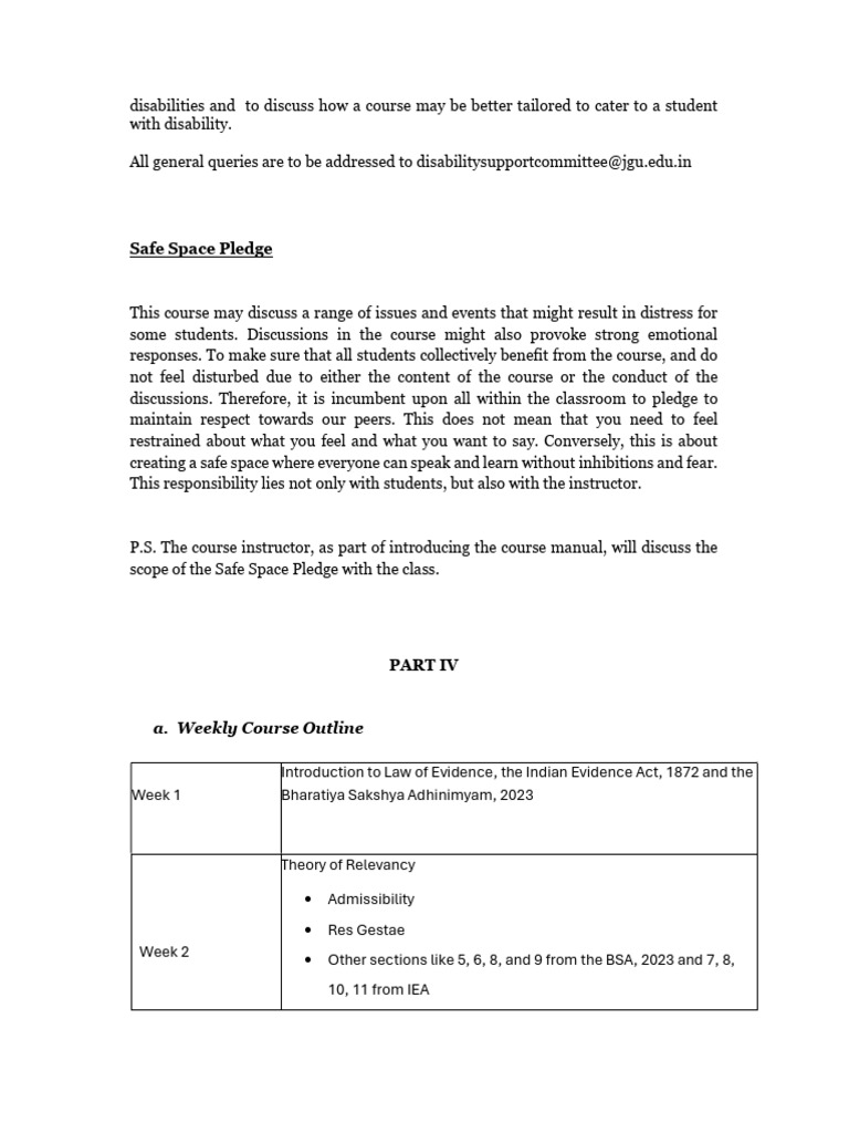 BSA Course Manual | PDF | Evidence (Law) | Judiciaries