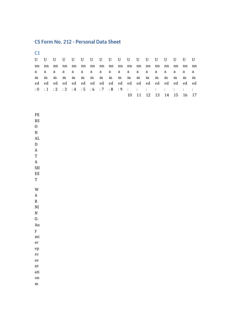 CS Form 212 Personal Data Sheet 2 | PDF