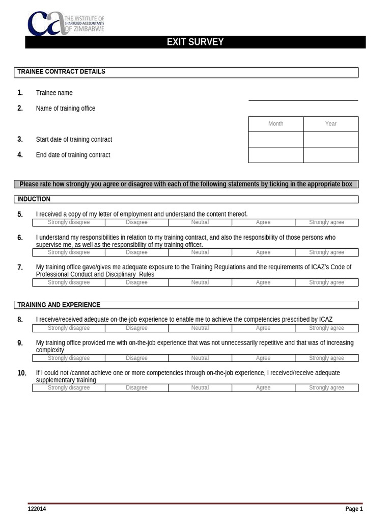 Exit Survey | PDF