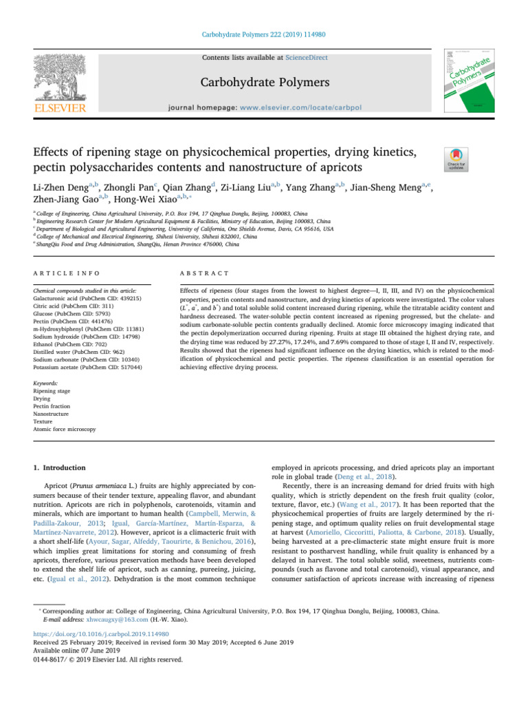 Effects of Ripening Stage On Physicochemical Properties, Drying ...
