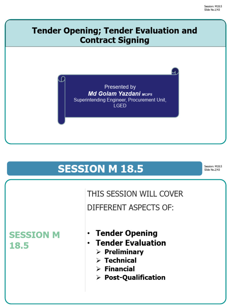 1 Tender Opening and Evaluation | PDF | Verification And Validation