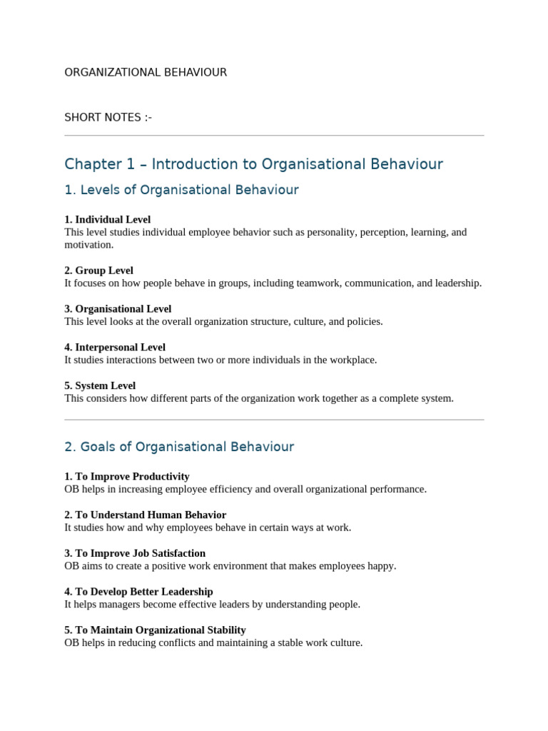 Organizational Behaviour | PDF | Organizational Behavior | Psychology