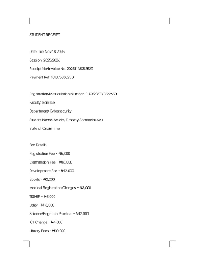 Student Receipt Phoenix | PDF