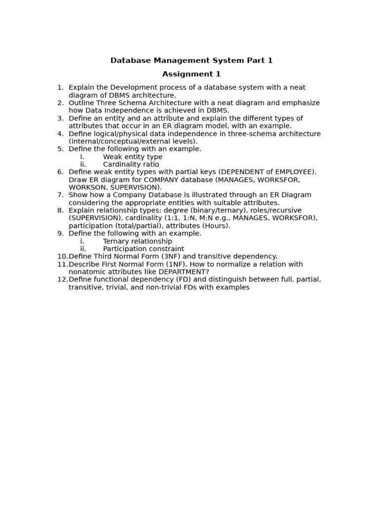 DBMS Assignment 1 | PDF
