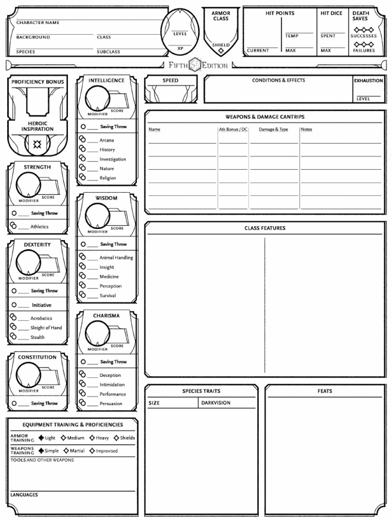 DLDM - 5e24 Character Sheet - 5pg - Updated Form Fields | PDF | Fantasy ...