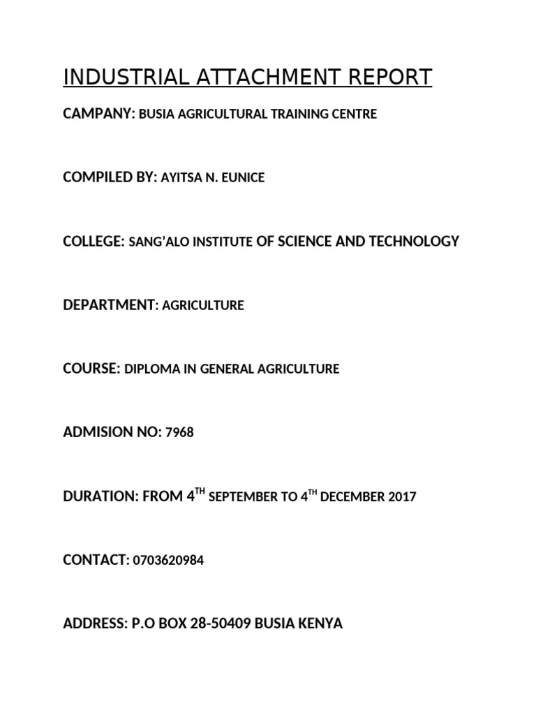 Industrial Attachment Report | PDF