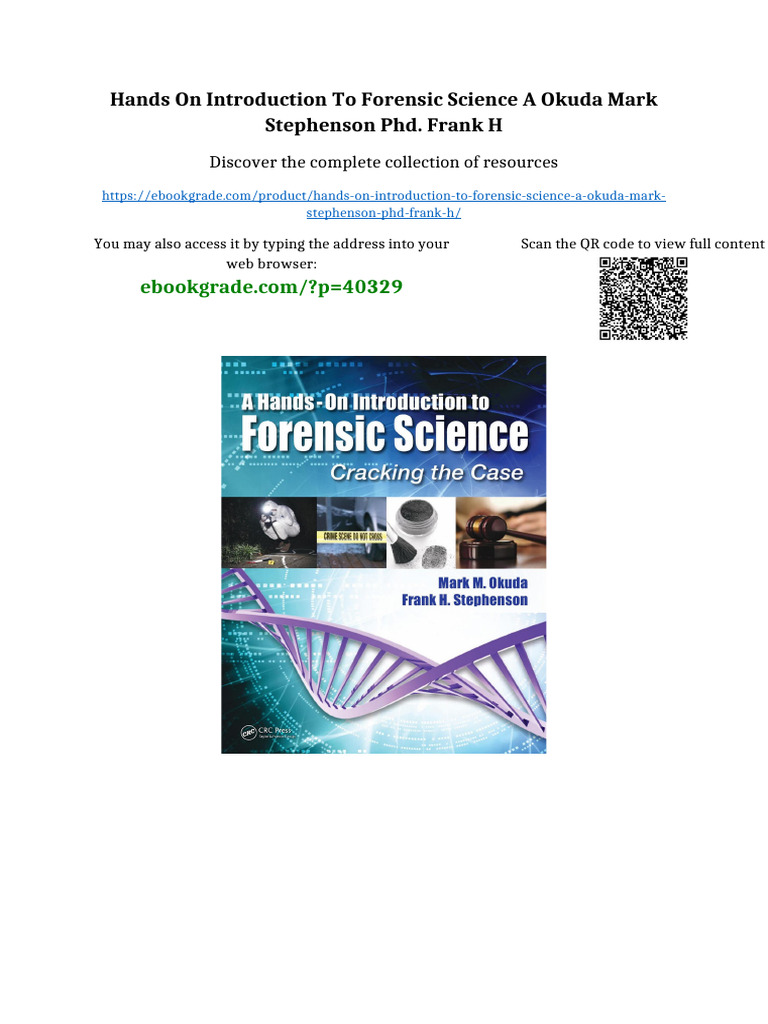Hands On Introduction To Forensic Science A Okuda Mark Stephenson PhD ...