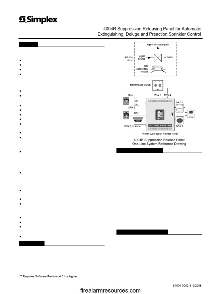 Simplex 4004 9301 4004 9302 4004r Suppression Release Panels D ...