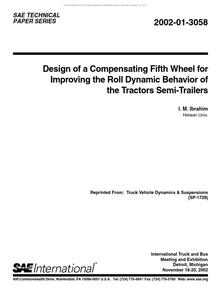 Design of A Compensating Fifth Wheel For Improving The Roll Dynamic ...