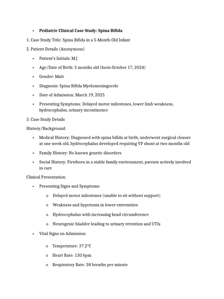 Case Study Surgical Spinal Bifida | PDF | Diseases And Disorders ...