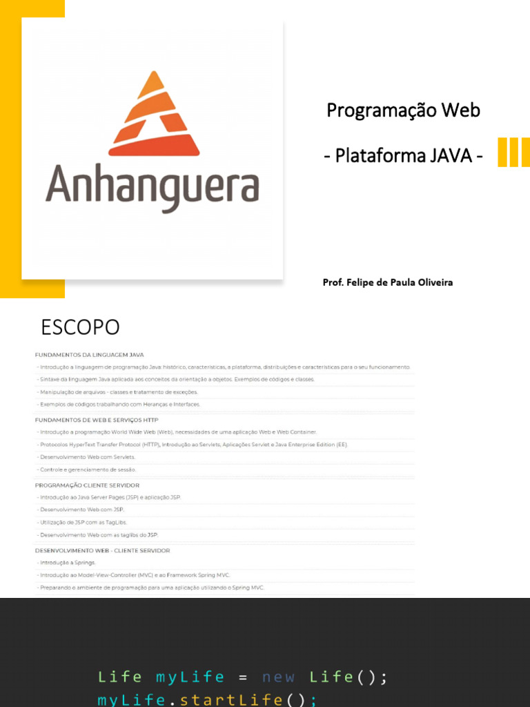 Programação Web - Intro Plataforma JAVA | PDF